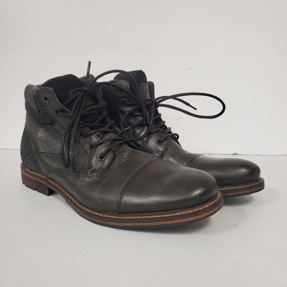 Bullboxer Mens Leather Paco Boots Size 9 US 42 EU Black Lace Up Ankle Round Toe